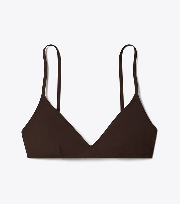 Tory Burch designer two pieces Bralette Bikini Top in Deep Chocolate front