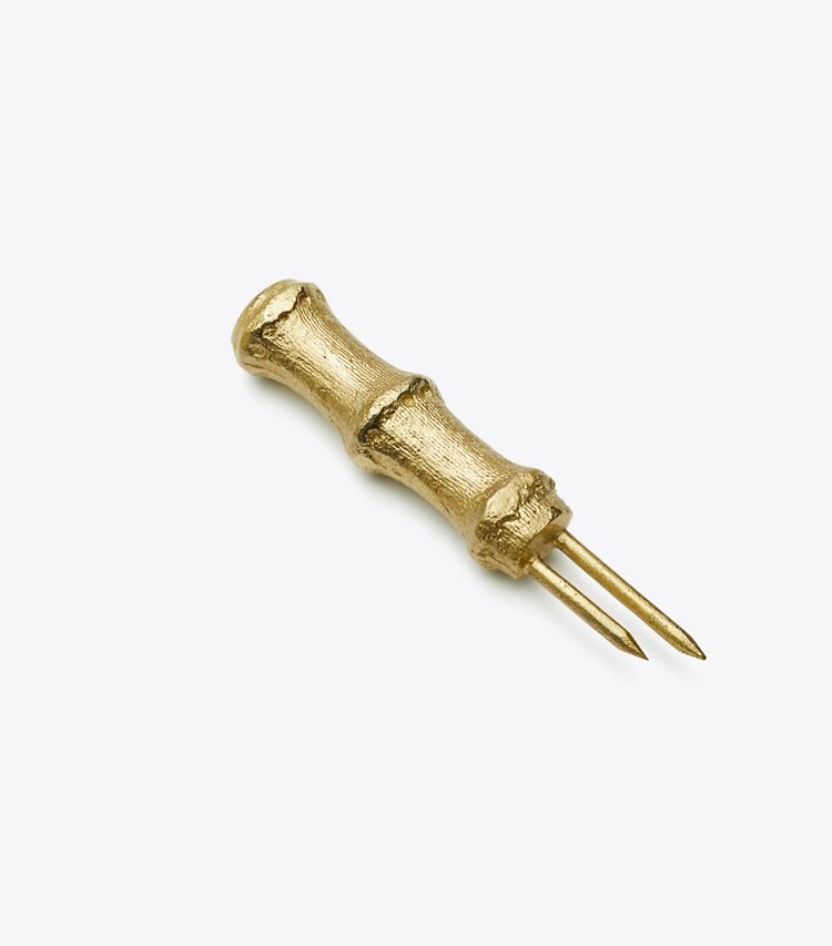 Tory Burch designer tabletop & drinkware Brass Corn Holders, Set of 8 in GOLD detail