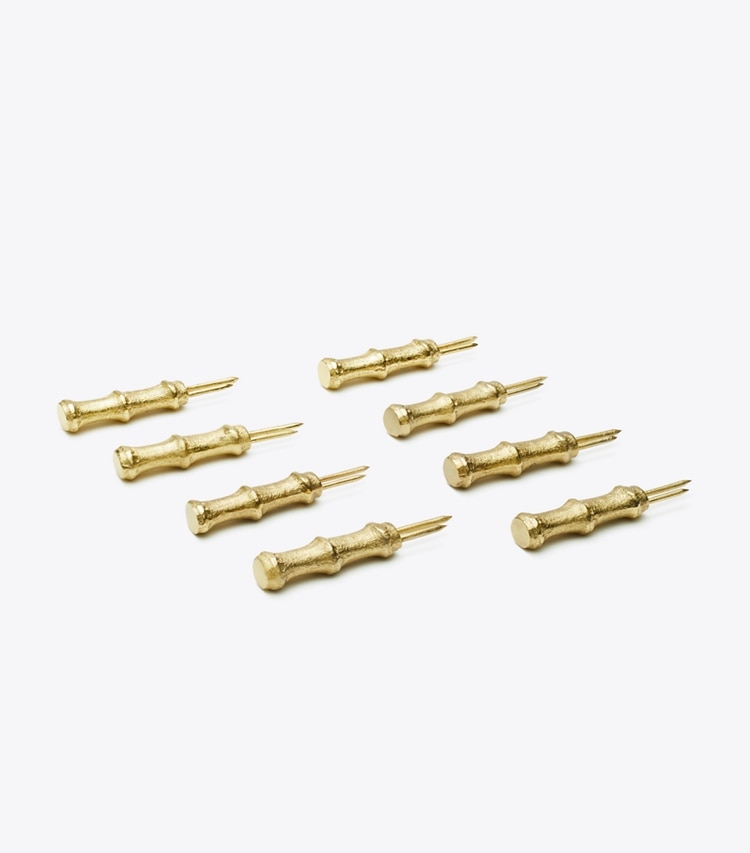 Tory Burch designer tabletop & drinkware Brass Corn Holders, Set of 8 in GOLD front
