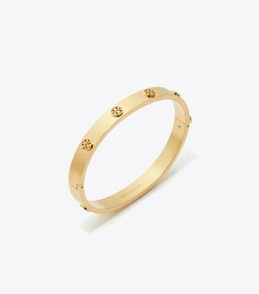 Tory Burch diseñador pulseras Brazalete con bisagra Icon en Tory Gold detalle