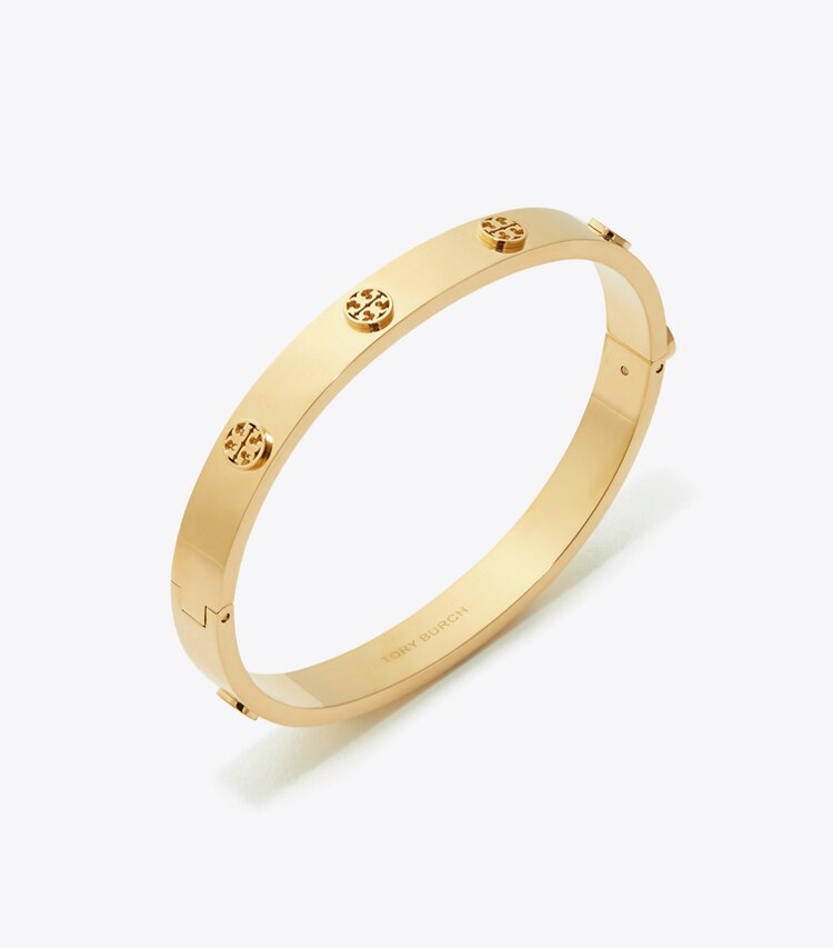 Tory Burch diseñador pulseras Brazalete con bisagra Icon en Tory Gold detalle