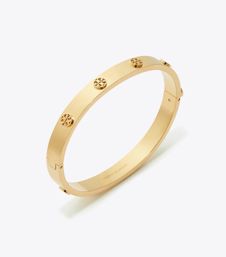 Tory Burch diseñador pulseras Brazalete con bisagra Icon en Tory Gold detalle