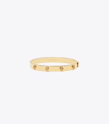 Tory Burch diseñador pulseras Brazalete con bisagra Icon en Tory Gold frente