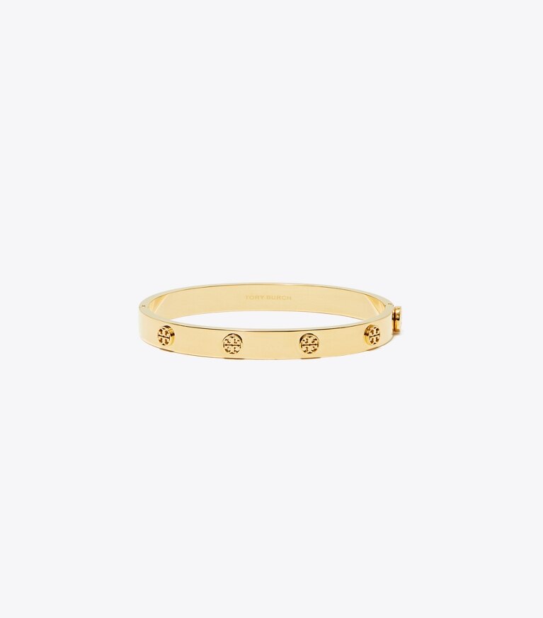 Tory Burch diseñador pulseras Brazalete con bisagra Icon en Tory Gold frente