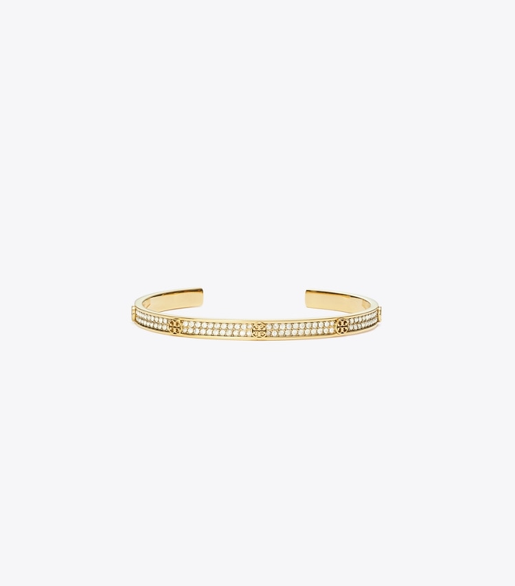 Tory Burch diseñador pulseras Brazalete con pavé Icon en Tory Gold / Crystal frente