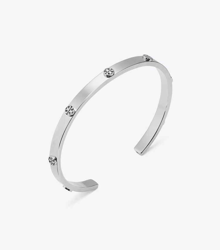 Tory Burch diseñador pulseras Brazalete con tachuelas Icon en Tory Silver detalle
