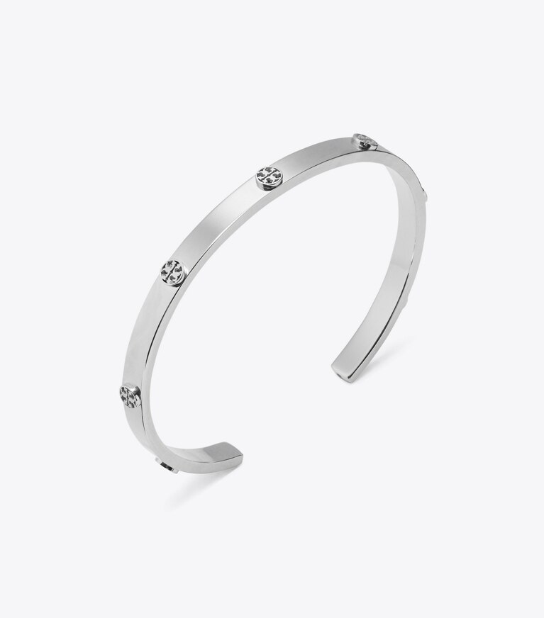 Tory Burch diseñador pulseras Brazalete con tachuelas Icon en Tory Silver detalle