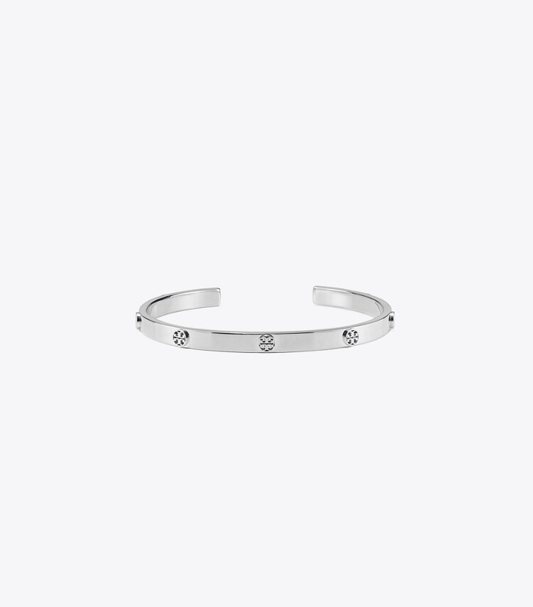 Tory Burch diseñador pulseras Brazalete con tachuelas Icon en Tory Silver frente