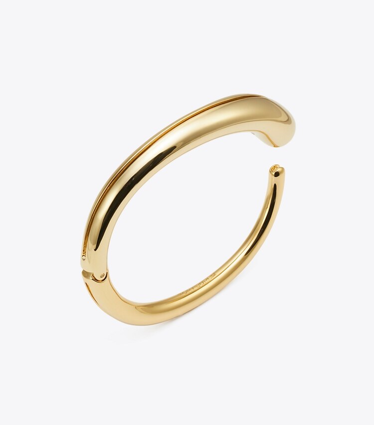 Tory Burch diseñador pulseras Brazalete fino Pierced en Light Brass detalle