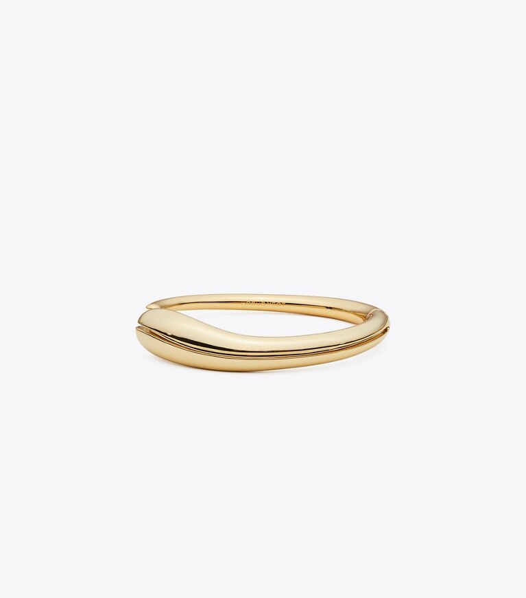 Tory Burch diseñador pulseras Brazalete fino Pierced en Light Brass frontal