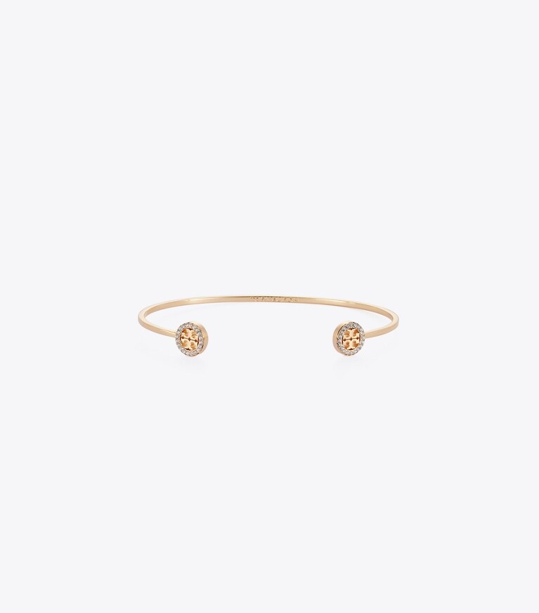 Tory Burch diseñador pulseras Brazalete flexible Icon con pavé en Tory Gold / Crystal frente