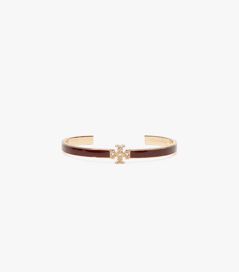 Tory Burch diseñador pulseras Brazalete Icon de esmalte y pavé en Burgundy / Tory Gold / Crystal frente