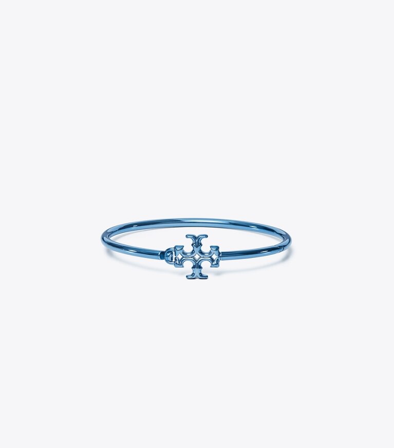 Tory Burch diseñador pulseras Brazalete rígido con bisagra Eleanor en Ice Blue frente