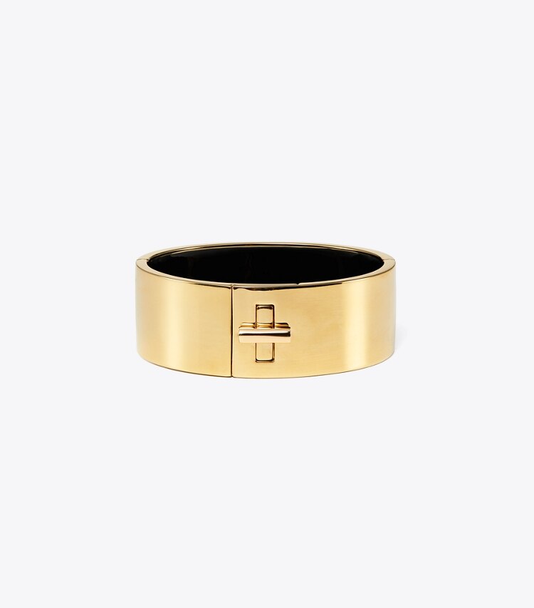 Tory Burch designer armbänder Breiter Kira Armreif in Tory Gold front