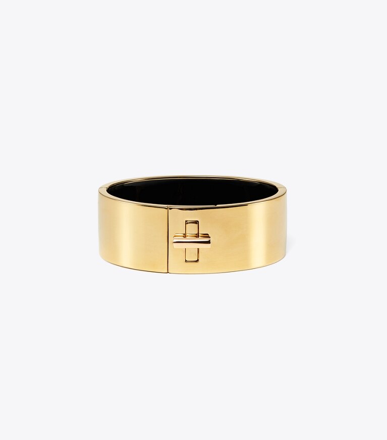 Tory Burch designer armbänder Breiter Kira Armreif in Tory Gold front