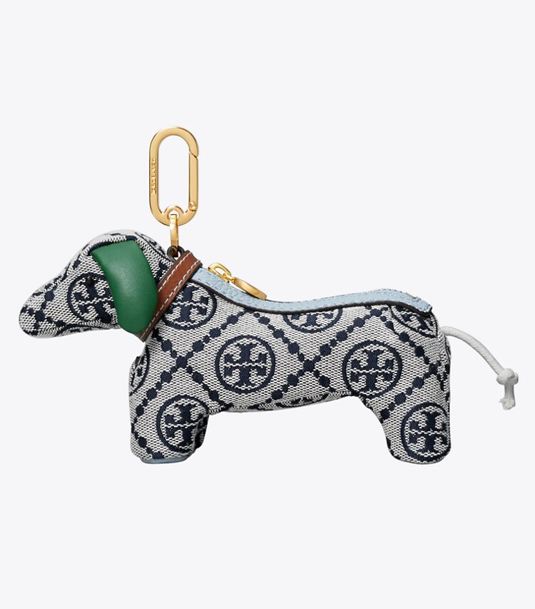 Tory Burch designer bijoux de sac et porte-clés Breloque de sac chien dans Tory Navy de face
