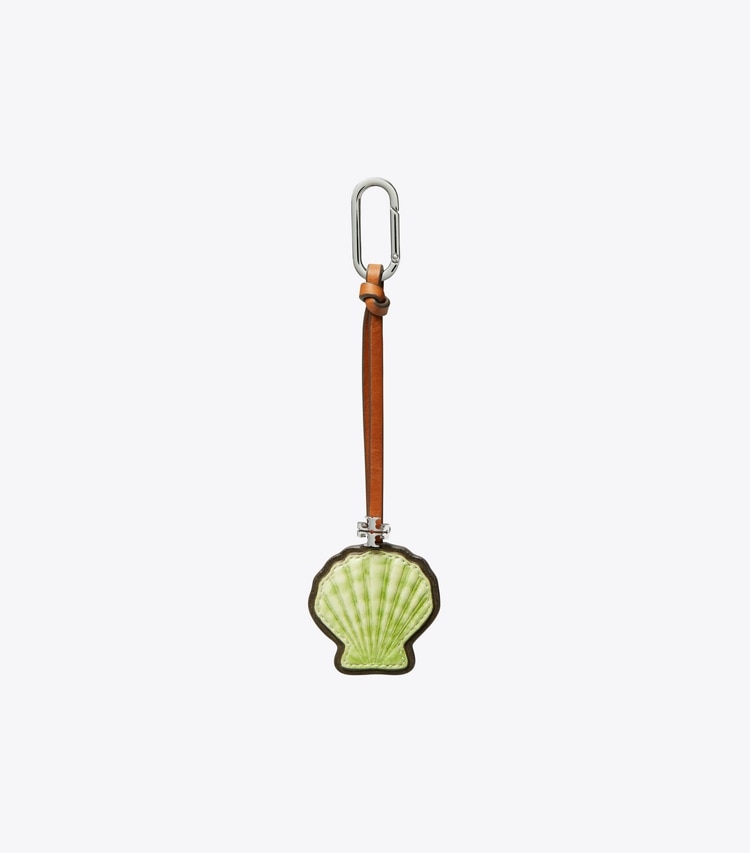 Tory Burch designer bijoux de sac et porte-clés Breloque de sac coquillage en cuir dans Multi de face
