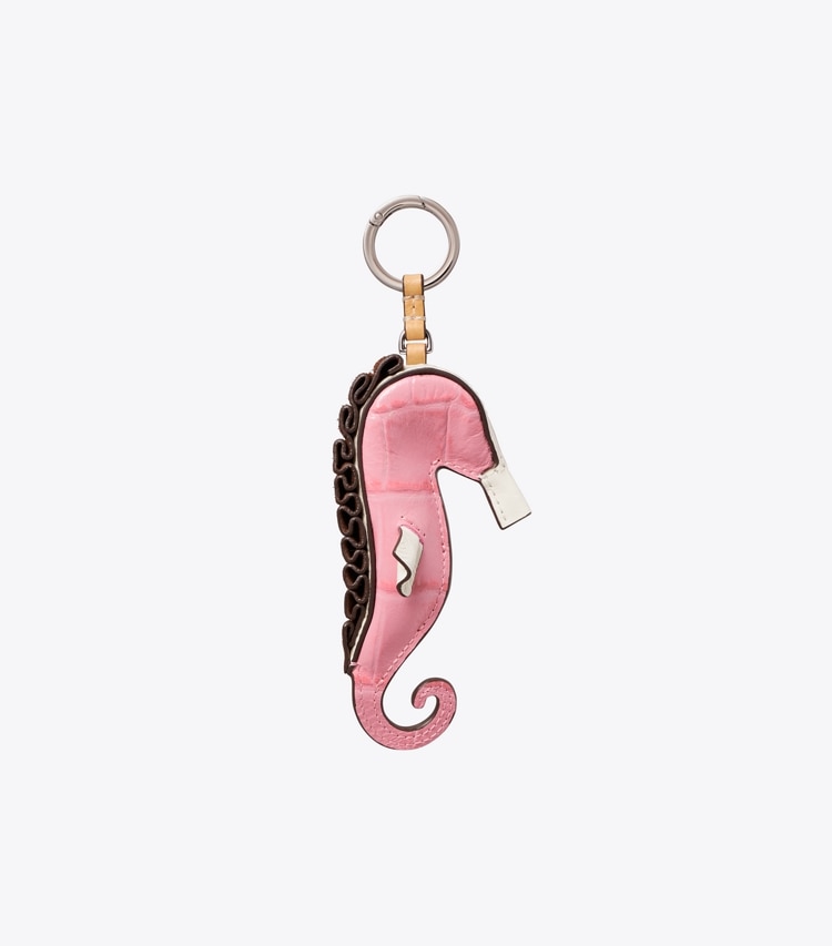 Tory Burch designer bijoux de sac et porte-clés Breloque de sac hippocampe dans Rose Sunset de face
