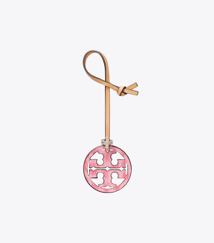 Tory Burch designer bijoux de sac et porte-clés Breloque de sac Miller Logo dans Rose Sunset de face