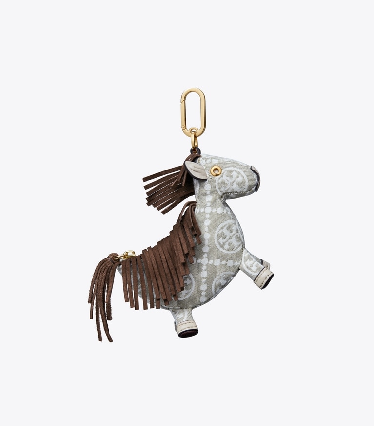Tory Burch designer bijoux de sac et porte-clés Breloque de sac porte-monnaie cheval dans Gray / Multi retour