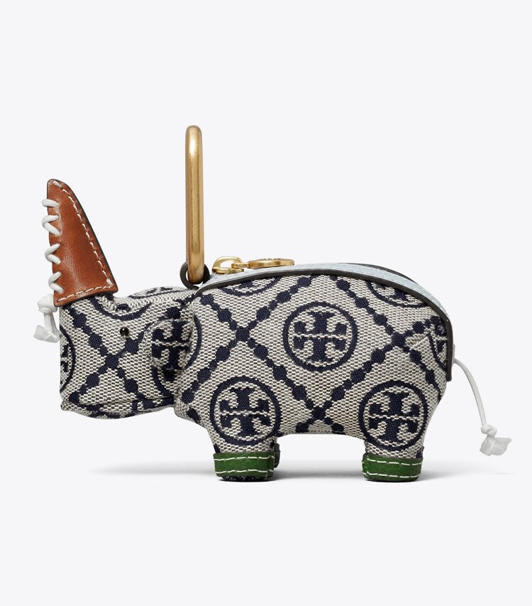 Tory Burch designer bijoux de sac et porte-clés Breloque de sac porte-monnaie Rhinocéros dans Tory Navy de face