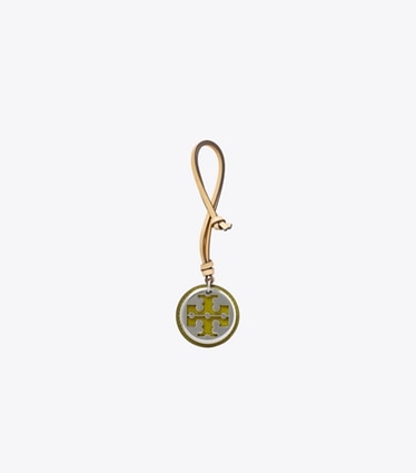 Tory Burch designer bijoux de sac et porte-clés Breloque de sac Reva dans Moss / Silver de face