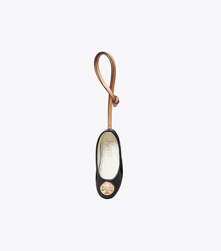 Tory Burch designer bijoux de sac et porte-clés Breloque pour sac ballerine Reva dans Black / Gold de face