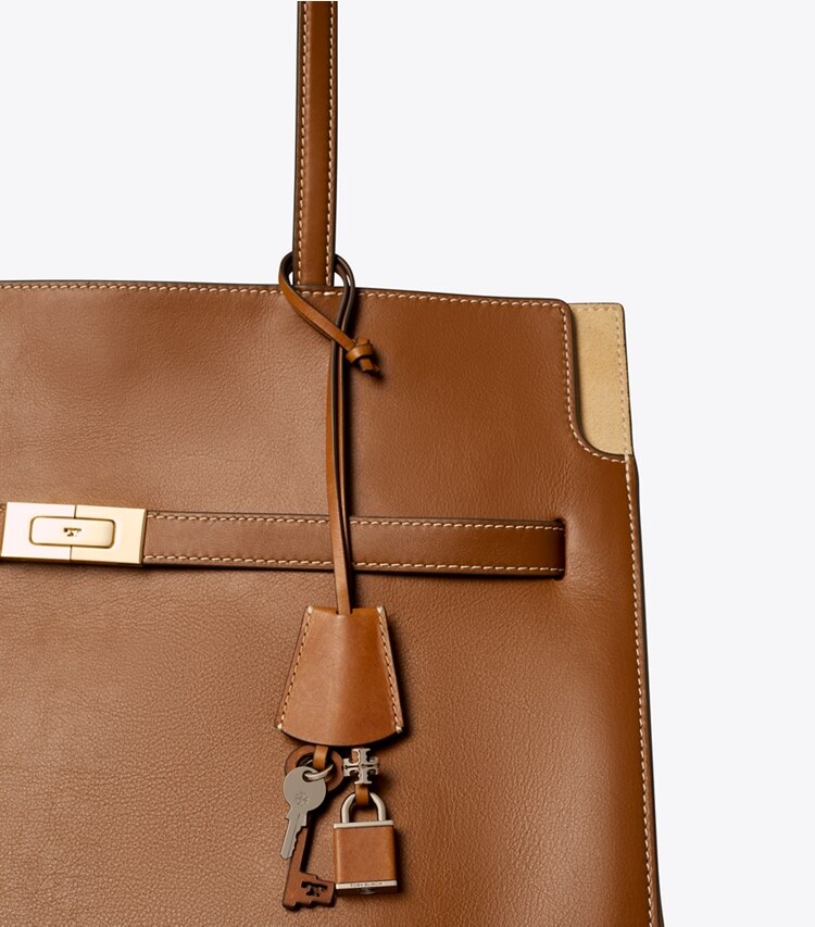 Tory Burch designer bijoux de sac et porte-clés Breloque pour sac cadenas et clé dans Classic Cuoio détails