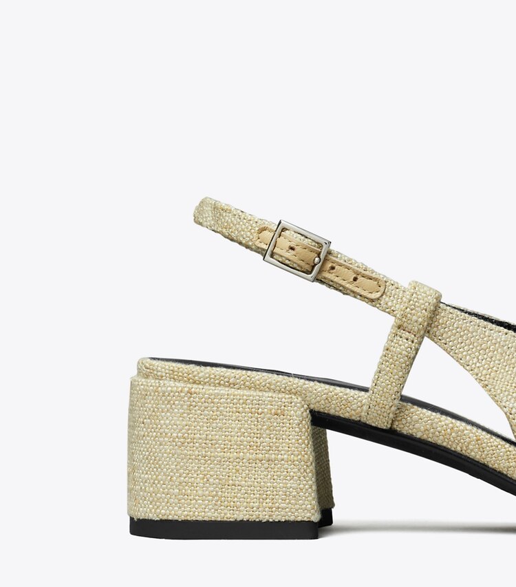 Tory Burch designer escarpins Bride arrière à bout contrastant dans WILD WHEAT / PERFECT BLACK détails