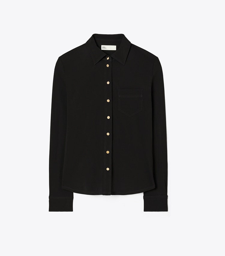 Tory Burch designer tops Brigitte Jersey Shirt in Black front