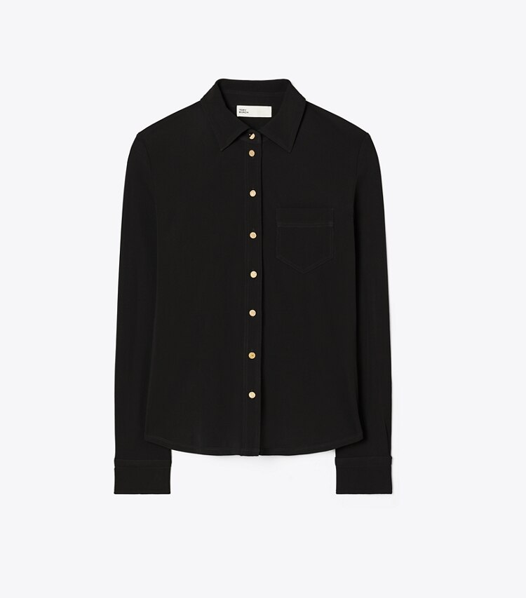 Tory Burch designer oberteile Brigitte Jerseyhemd in Black front