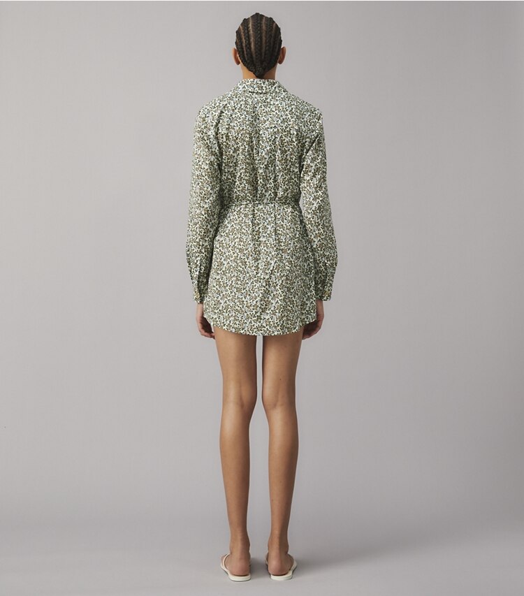 Tory Burch designer coverups Brigitte Printed Beach Tunic in  STARBURST IVY on model back