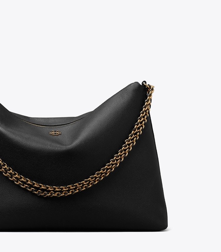 Tory Burch designer ショルダーバッグ ペブルドレザー ラージ ショルダーバッグ in Black ディテール