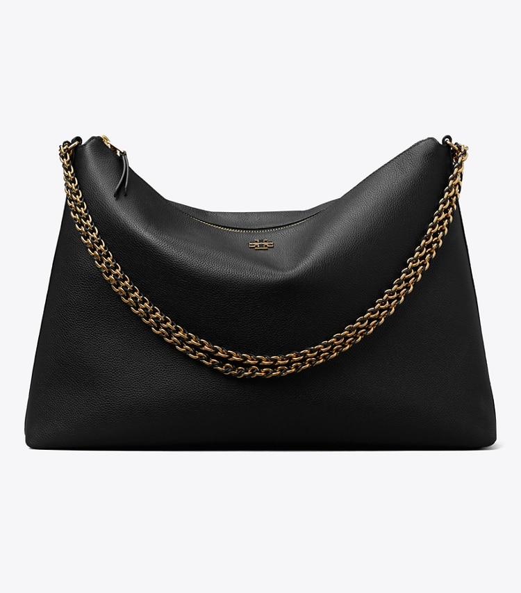 Tory Burch designer ショルダーバッグ ペブルドレザー ラージ ショルダーバッグ in Black front