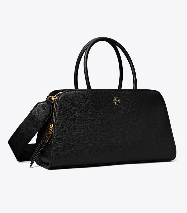 Tory Burch designer サッチェルバッグ センタージップ スモール サッチェルバッグ in Black angle