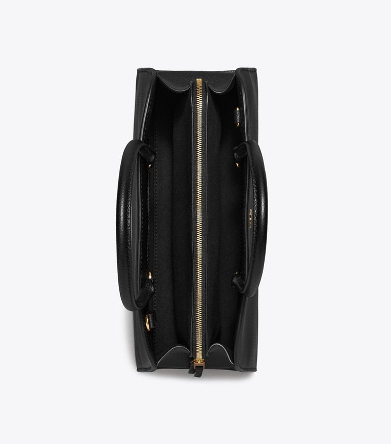 Tory Burch designer サッチェルバッグ センタージップ スモール サッチェルバッグ in Black オーバーヘッド