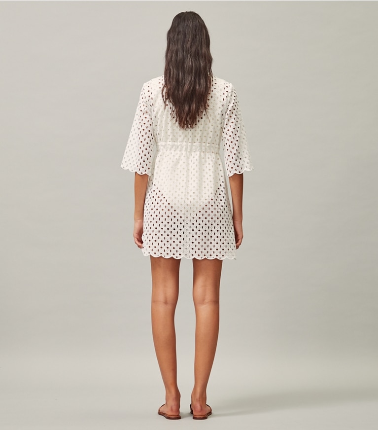 Tory Burch designer coverups Broderie Anglais Beach Tunic in White front