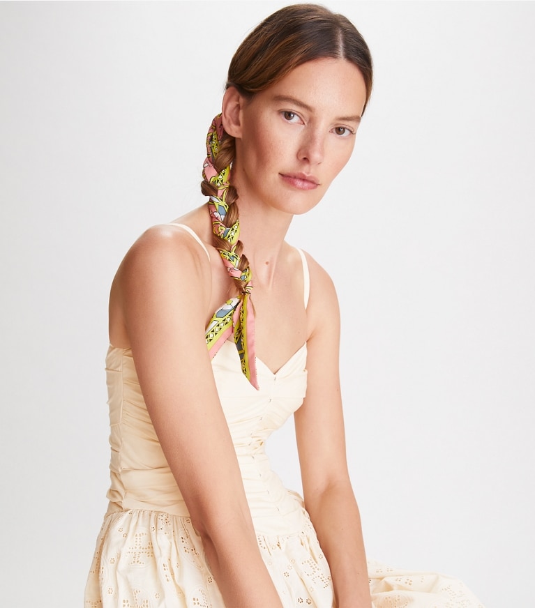 Tory Burch designer dresses Broderie Anglaise Hook-and-Eye Dress in French Cream front