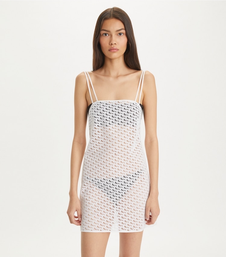 Tory Burch designer dresses Broderie Mini Dress in White on model detail