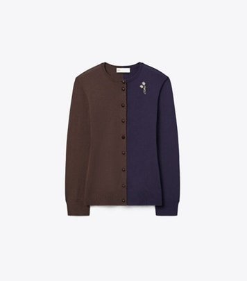 TORY BURCH トリーバーチ ウールロングニット 黒×グレー Ｓ  Tory Burch - トリーバーチ バードプリント ニットワンピース インナー