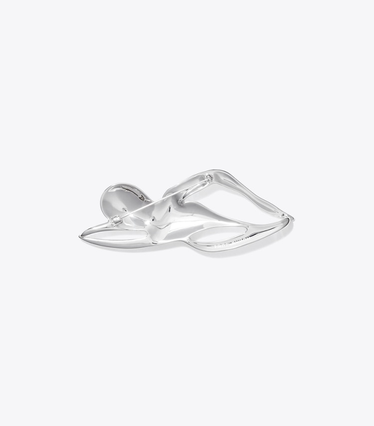 Tory Burch designer haarnadeln Brosche im Schwimmerdesign in Light Silver zurück