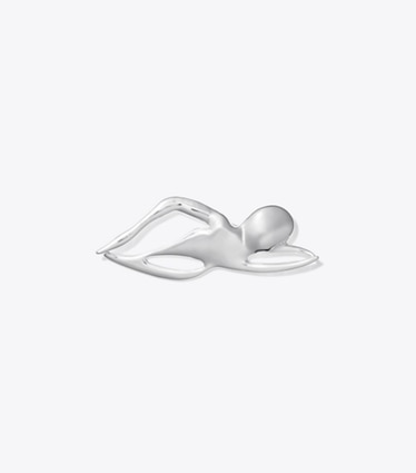 Tory Burch designer haarnadeln Brosche im Schwimmerdesign in Light Silver front