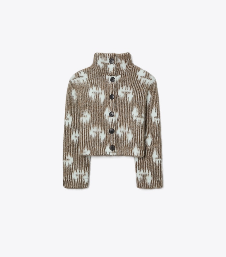 Brushed Alpaca Jacquard Bomber Jacket by Tory Burch