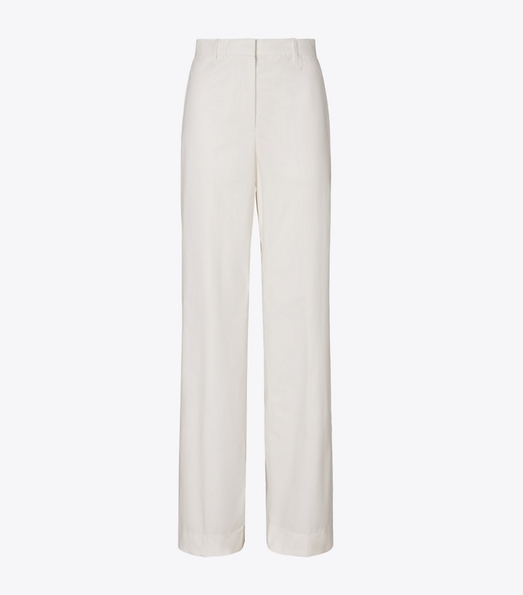 Tory Burch designer bottoms Brushed Cotton Trouser in White front