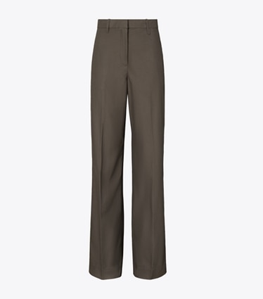 Tory Burch designer bottoms Brushed Cotton Trouser in Light Black front