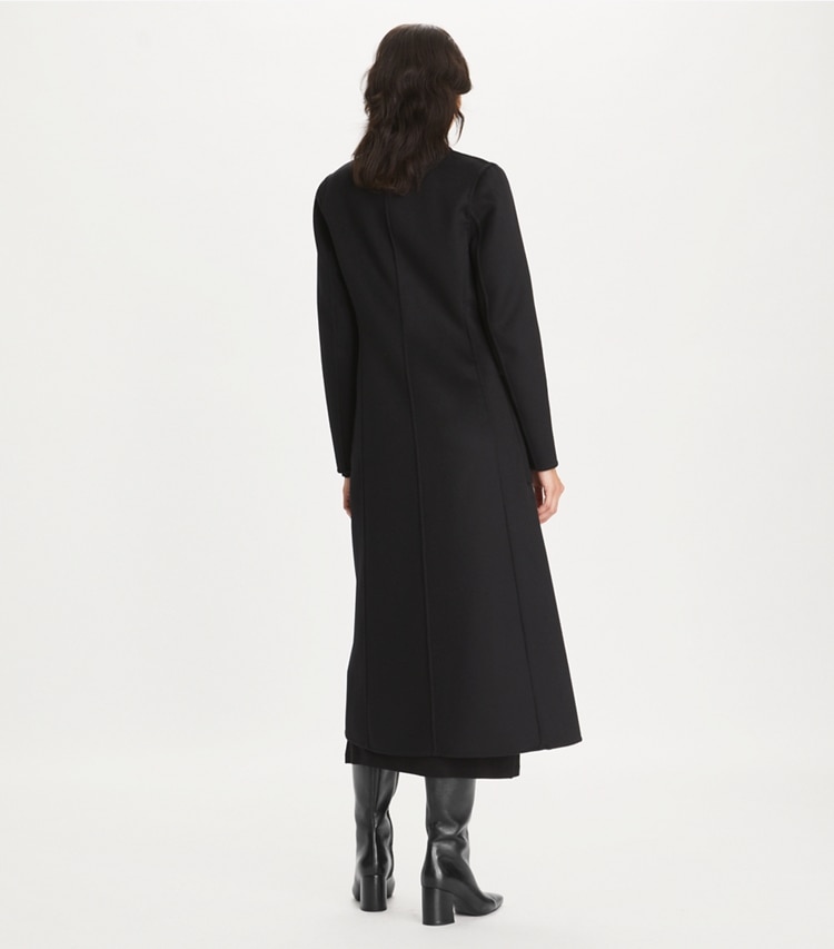 Tory Burch designer coats Brushed Wool Coat in Black on model back
