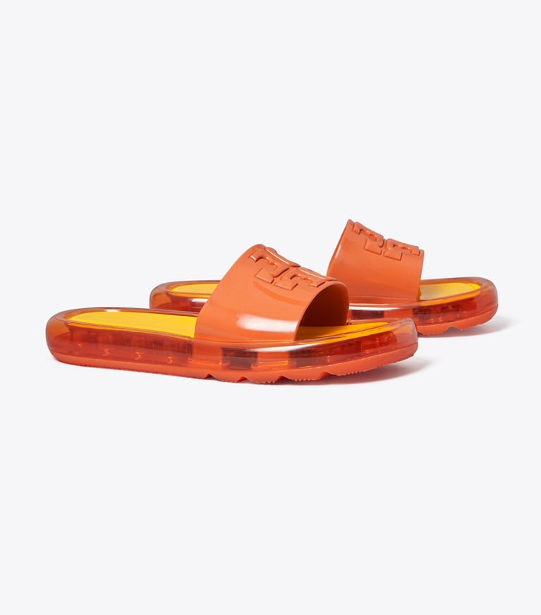 Tory Burch designer sandals Bubble Jelly in Chipotle Spice / Golden Bright angle