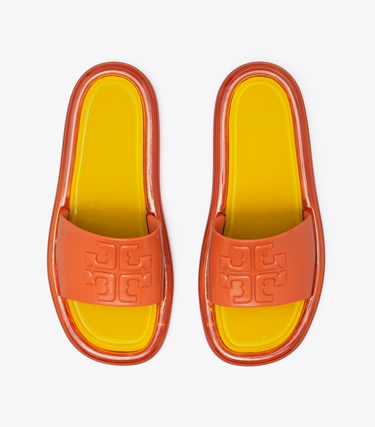 Tory Burch designer sandals Bubble Jelly in Chipotle Spice / Golden Bright angle
