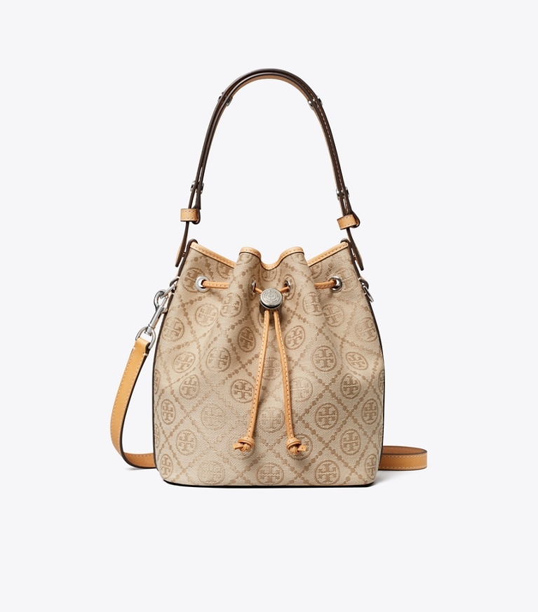 Tory Burch designer crossbody bags Bucket Bag mit T-Monogramm in Flax front