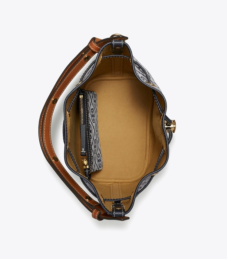 Tory Burch designer crossbody bags Bucket Bag mit T-Monogramm in Tory Navy von oben